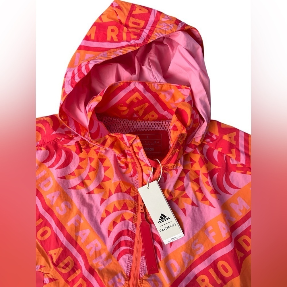 FARM RIO X ADIDAS LONG JACKET WINBREAKER TROPICAL TRENCH SOCCER TRAINING COAT - Picture 7 of 13